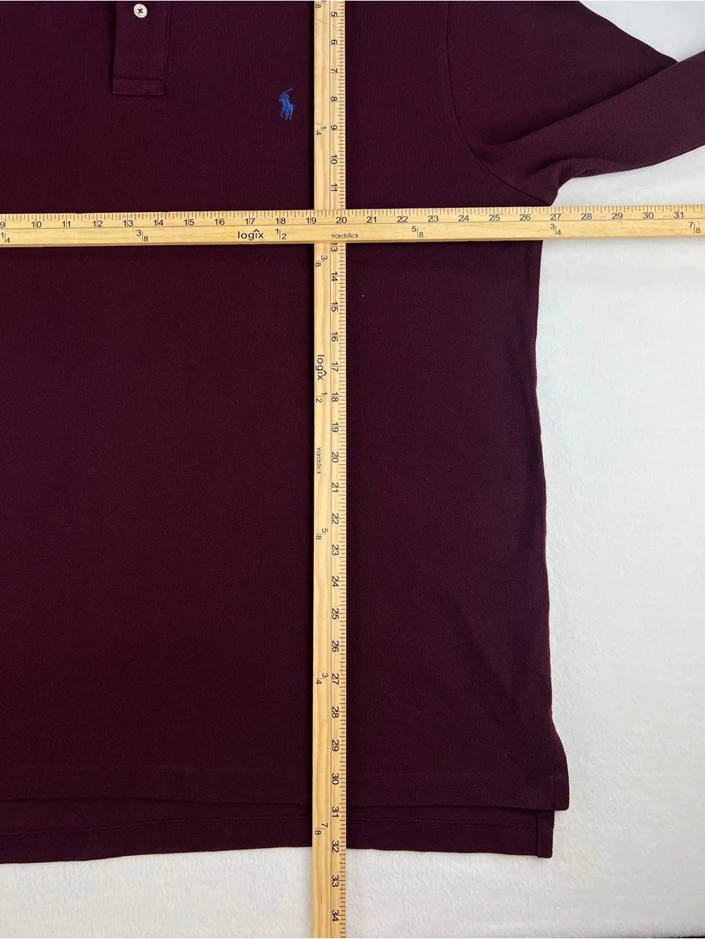 Polo Ralph Lauren Mens Long Sleeve Deep Maroon Polo Shirt Blue Pony Size XXL